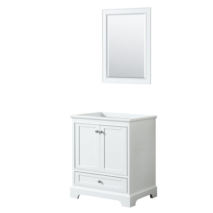 Wyndham Collection Vanity Wyndham Collection WCS202030SWHCXSXXM24 Deborah 30 Inch Single Bathroom Vanity in White, No Countertop, No Sink, and 24 Inch Mirror