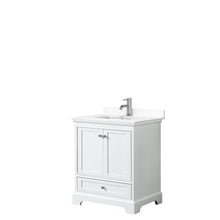 Load image into Gallery viewer, Wyndham Collection Vanity Wyndham Collection WCS202030SWHWCUNSMXX Deborah 30 Inch Single Bathroom Vanity in White, White Cultured Marble Countertop, Undermount Square Sink, No Mirror