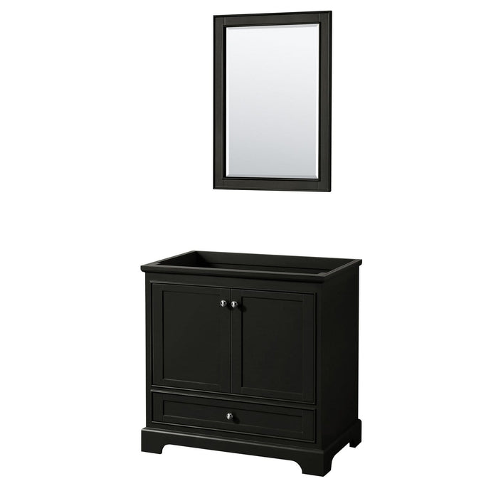Wyndham Collection Vanity Wyndham Collection WCS202036SDECXSXXM24 Deborah 36 Inch Single Bathroom Vanity in Dark Espresso, No Countertop, No Sink, and 24 Inch Mirror