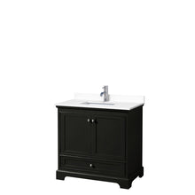 Load image into Gallery viewer, Wyndham Collection Vanity Wyndham Collection WCS202036SDEWCUNSMXX Deborah 36 Inch Single Bathroom Vanity in Dark Espresso, White Cultured Marble Countertop, Undermount Square Sink, No Mirror