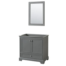 Load image into Gallery viewer, Wyndham Collection Vanity Wyndham Collection WCS202036SKGCXSXXM24 Deborah 36 Inch Single Bathroom Vanity in Dark Gray, No Countertop, No Sink, and 24 Inch Mirror