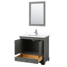 Load image into Gallery viewer, Wyndham Collection Vanity Wyndham Collection WCS202036SKGWCUNSM24 Deborah 36 Inch Single Bathroom Vanity in Dark Gray, White Cultured Marble Countertop, Undermount Square Sink, 24 Inch Mirror