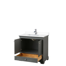 Load image into Gallery viewer, Wyndham Collection Vanity Wyndham Collection WCS202036SKGWCUNSMXX Deborah 36 Inch Single Bathroom Vanity in Dark Gray, White Cultured Marble Countertop, Undermount Square Sink, No Mirror
