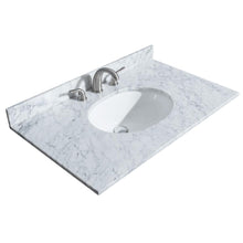 Load image into Gallery viewer, Wyndham Collection Vanity Wyndham Collection WCS202036SWHCMUNOM24 Deborah 36 Inch Single Bathroom Vanity in White, White Carrara Marble Countertop, Undermount Oval Sink, and 24 Inch Mirror
