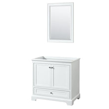 Load image into Gallery viewer, Wyndham Collection Vanity Wyndham Collection WCS202036SWHCXSXXM24 Deborah 36 Inch Single Bathroom Vanity in White, No Countertop, No Sink, and 24 Inch Mirror