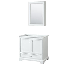 Load image into Gallery viewer, Wyndham Collection Vanity Wyndham Collection WCS202036SWHCXSXXMED Deborah 36 Inch Single Bathroom Vanity in White, No Countertop, No Sink, and Medicine Cabinet