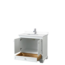 Load image into Gallery viewer, Wyndham Collection Vanity Wyndham Collection WCS202036SWHWCUNSMXX Deborah 36 Inch Single Bathroom Vanity in White, White Cultured Marble Countertop, Undermount Square Sink, No Mirror
