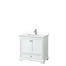 Load image into Gallery viewer, Wyndham Collection Vanity Wyndham Collection WCS202036SWHWCUNSMXX Deborah 36 Inch Single Bathroom Vanity in White, White Cultured Marble Countertop, Undermount Square Sink, No Mirror