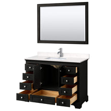 Load image into Gallery viewer, Wyndham Collection Vanity Wyndham Collection WCS202048SDEC2UNSM46 Deborah 48 Inch Single Bathroom Vanity in Dark Espresso, Light-Vein Carrara Cultured Marble Countertop, Undermount Square Sink, 46 Inch Mirror