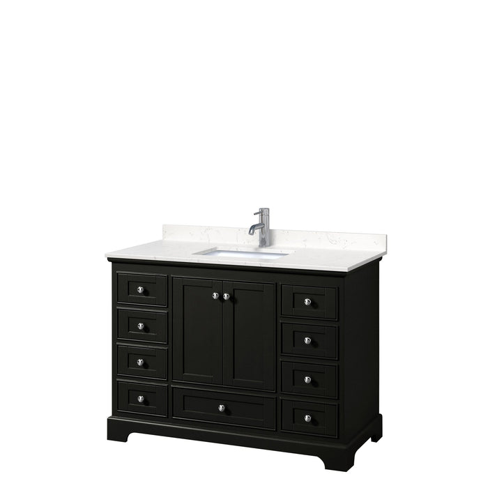 Wyndham Collection Vanity Wyndham Collection WCS202048SDEC2UNSMXX Deborah 48 Inch Single Bathroom Vanity in Dark Espresso, Light-Vein Carrara Cultured Marble Countertop, Undermount Square Sink, No Mirror