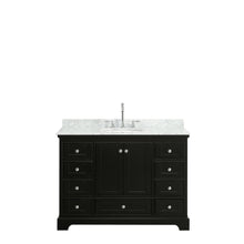 Load image into Gallery viewer, Wyndham Collection Vanity Wyndham Collection WCS202048SDECMUNOMXX Deborah 48 Inch Single Bathroom Vanity in Dark Espresso, White Carrara Marble Countertop, Undermount Oval Sink, and No Mirror
