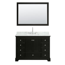 Load image into Gallery viewer, Wyndham Collection Vanity Wyndham Collection WCS202048SDECMUNSM46 Deborah 48 Inch Single Bathroom Vanity in Dark Espresso, White Carrara Marble Countertop, Undermount Square Sink, and 46 Inch Mirror