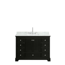 Load image into Gallery viewer, Wyndham Collection Vanity Wyndham Collection WCS202048SDECMUNSMXX Deborah 48 Inch Single Bathroom Vanity in Dark Espresso, White Carrara Marble Countertop, Undermount Square Sink, and No Mirror