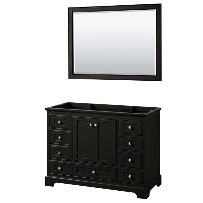 Wyndham Collection Vanity Wyndham Collection WCS202048SDECXSXXM46 Deborah 48 Inch Single Bathroom Vanity in Dark Espresso, No Countertop, No Sink, and 46 Inch Mirror