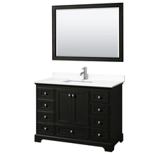 Load image into Gallery viewer, Wyndham Collection Vanity Wyndham Collection WCS202048SDEWCUNSM46 Deborah 48 Inch Single Bathroom Vanity in Dark Espresso, White Cultured Marble Countertop, Undermount Square Sink, 46 Inch Mirror