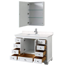 Load image into Gallery viewer, Wyndham Collection Vanity Wyndham Collection WCS202048SWHC2UNSMED Deborah 48 Inch Single Bathroom Vanity in White, Light-Vein Carrara Cultured Marble Countertop, Undermount Square Sink, Medicine Cabinet