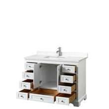 Load image into Gallery viewer, Wyndham Collection Vanity Wyndham Collection WCS202048SWHC2UNSMXX Deborah 48 Inch Single Bathroom Vanity in White, Light-Vein Carrara Cultured Marble Countertop, Undermount Square Sink, No Mirror