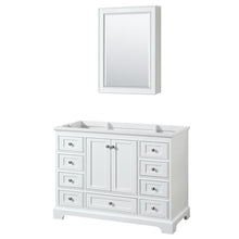 Load image into Gallery viewer, Wyndham Collection Vanity Wyndham Collection WCS202048SWHCXSXXMED Deborah 48 Inch Single Bathroom Vanity in White, No Countertop, No Sink, and Medicine Cabinet