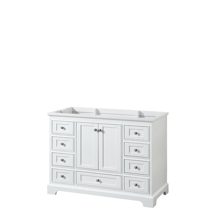 Wyndham Collection Vanity Wyndham Collection WCS202048SWHCXSXXMXX Deborah 48 Inch Single Bathroom Vanity in White, No Countertop, No Sink, and No Mirror
