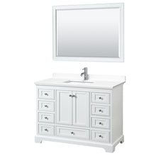 Load image into Gallery viewer, Wyndham Collection Vanity Wyndham Collection WCS202048SWHWCUNSM46 Deborah 48 Inch Single Bathroom Vanity in White, White Cultured Marble Countertop, Undermount Square Sink, 46 Inch Mirror