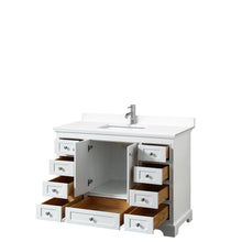Load image into Gallery viewer, Wyndham Collection Vanity Wyndham Collection WCS202048SWHWCUNSMXX Deborah 48 Inch Single Bathroom Vanity in White, White Cultured Marble Countertop, Undermount Square Sink, No Mirror