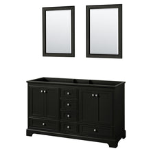 Load image into Gallery viewer, Wyndham Collection Vanity Wyndham Collection WCS202060DDECXSXXM24 Deborah 60 Inch Double Bathroom Vanity in Dark Espresso, No Countertop, No Sinks, and 24 Inch Mirrors