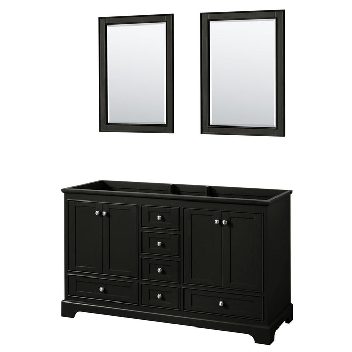 Wyndham Collection Vanity Wyndham Collection WCS202060DDECXSXXM24 Deborah 60 Inch Double Bathroom Vanity in Dark Espresso, No Countertop, No Sinks, and 24 Inch Mirrors