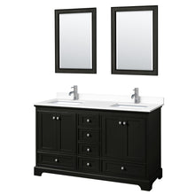 Load image into Gallery viewer, Wyndham Collection Vanity Wyndham Collection WCS202060DDEWCUNSM24 Deborah 60 Inch Double Bathroom Vanity in Dark Espresso, White Cultured Marble Countertop, Undermount Square Sinks, 24 Inch Mirrors