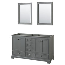 Load image into Gallery viewer, Wyndham Collection Vanity Wyndham Collection WCS202060DKGCXSXXM24 Deborah 60 Inch Double Bathroom Vanity in Dark Gray, No Countertop, No Sinks, and 24 Inch Mirrors