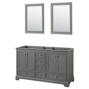 Wyndham Collection Vanity Wyndham Collection WCS202060DKGCXSXXM24 Deborah 60 Inch Double Bathroom Vanity in Dark Gray, No Countertop, No Sinks, and 24 Inch Mirrors