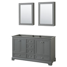 Load image into Gallery viewer, Wyndham Collection Vanity Wyndham Collection WCS202060DKGCXSXXMED Deborah 60 Inch Double Bathroom Vanity in Dark Gray, No Countertop, No Sinks, and Medicine Cabinets