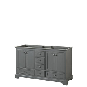 Wyndham Collection Vanity Wyndham Collection WCS202060DKGCXSXXMXX Deborah 60 Inch Double Bathroom Vanity in Dark Gray, No Countertop, No Sinks, and No Mirror