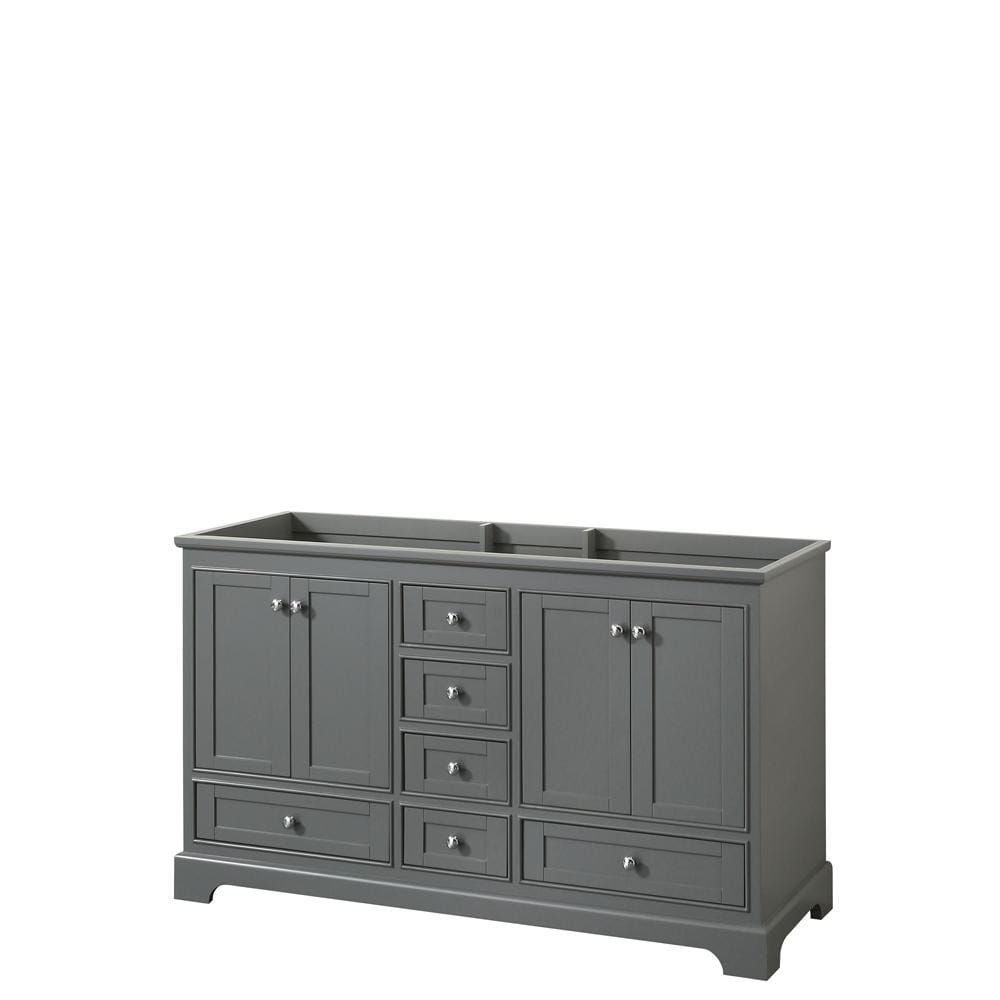 Wyndham Collection Vanity Wyndham Collection WCS202060DKGCXSXXMXX Deborah 60 Inch Double Bathroom Vanity in Dark Gray, No Countertop, No Sinks, and No Mirror
