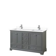 Load image into Gallery viewer, Wyndham Collection Vanity Wyndham Collection WCS202060DKGWCUNSMXX Deborah 60 Inch Double Bathroom Vanity in Dark Gray, White Cultured Marble Countertop, Undermount Square Sinks, No Mirrors
