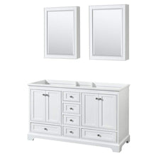 Load image into Gallery viewer, Wyndham Collection Vanity Wyndham Collection WCS202060DWHCXSXXMED Deborah 60 Inch Double Bathroom Vanity in White, No Countertop, No Sinks, and Medicine Cabinets