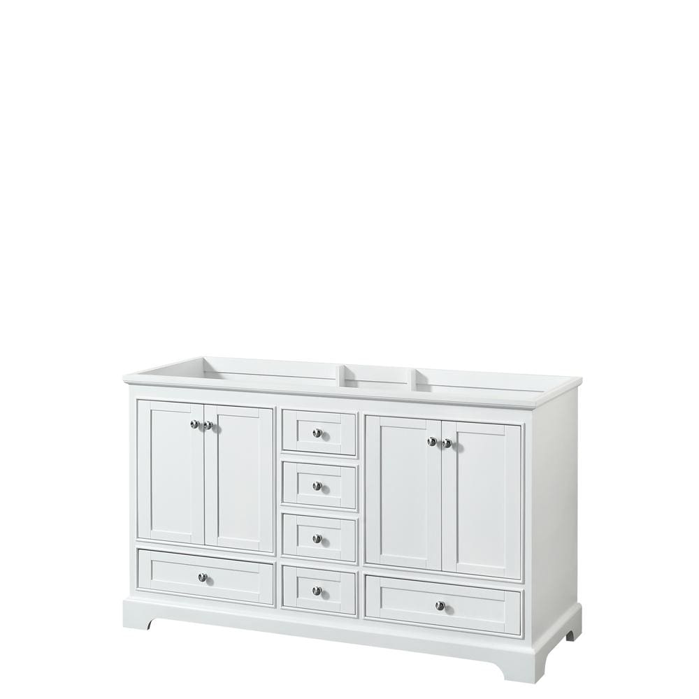 Wyndham Collection Vanity Wyndham Collection WCS202060DWHCXSXXMXX Deborah 60 Inch Double Bathroom Vanity in White, No Countertop, No Sinks, and No Mirror