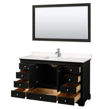 Load image into Gallery viewer, Wyndham Collection Vanity Wyndham Collection WCS202060SDEC2UNSM58 Deborah 60 Inch Single Bathroom Vanity in Dark Espresso, Light-Vein Carrara Cultured Marble Countertop, Undermount Square Sink, 58 Inch Mirror