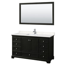 Load image into Gallery viewer, Wyndham Collection Vanity Wyndham Collection WCS202060SDEC2UNSM58 Deborah 60 Inch Single Bathroom Vanity in Dark Espresso, Light-Vein Carrara Cultured Marble Countertop, Undermount Square Sink, 58 Inch Mirror