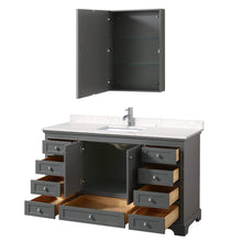 Load image into Gallery viewer, Wyndham Collection Vanity Wyndham Collection WCS202060SKGC2UNSMED Deborah 60 Inch Single Bathroom Vanity in Dark Gray, Light-Vein Carrara Cultured Marble Countertop, Undermount Square Sink, Medicine Cabinet