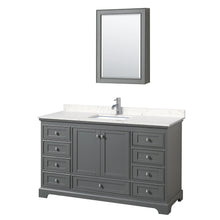 Load image into Gallery viewer, Wyndham Collection Vanity Wyndham Collection WCS202060SKGC2UNSMED Deborah 60 Inch Single Bathroom Vanity in Dark Gray, Light-Vein Carrara Cultured Marble Countertop, Undermount Square Sink, Medicine Cabinet