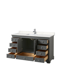 Load image into Gallery viewer, Wyndham Collection Vanity Wyndham Collection WCS202060SKGC2UNSMXX Deborah 60 Inch Single Bathroom Vanity in Dark Gray, Light-Vein Carrara Cultured Marble Countertop, Undermount Square Sink, No Mirror