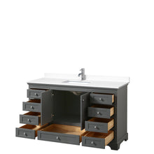 Load image into Gallery viewer, Wyndham Collection Vanity Wyndham Collection WCS202060SKGWCUNSMXX Deborah 60 Inch Single Bathroom Vanity in Dark Gray, White Cultured Marble Countertop, Undermount Square Sink, No Mirror