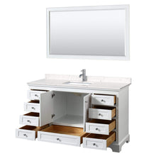 Load image into Gallery viewer, Wyndham Collection Vanity Wyndham Collection WCS202060SWHC2UNSM58 Deborah 60 Inch Single Bathroom Vanity in White, Light-Vein Carrara Cultured Marble Countertop, Undermount Square Sink, 58 Inch Mirror