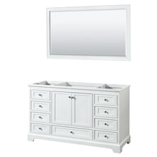 Load image into Gallery viewer, Wyndham Collection Vanity Wyndham Collection WCS202060SWHCXSXXM58 Deborah 60 Inch Single Bathroom Vanity in White, No Countertop, No Sink, and 58 Inch Mirror