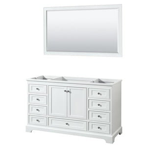 Wyndham Collection Vanity Wyndham Collection WCS202060SWHCXSXXM58 Deborah 60 Inch Single Bathroom Vanity in White, No Countertop, No Sink, and 58 Inch Mirror