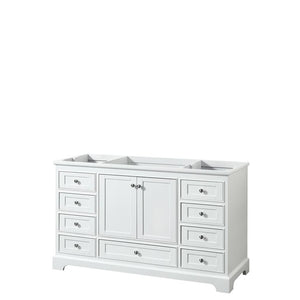 Wyndham Collection Vanity Wyndham Collection WCS202060SWHCXSXXMXX Deborah 60 Inch Single Bathroom Vanity in White, No Countertop, No Sink, and No Mirror