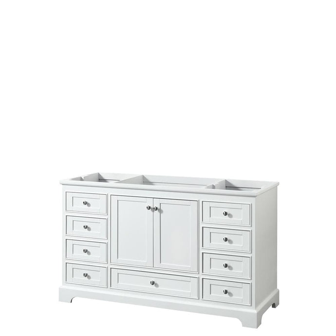 Wyndham Collection Vanity Wyndham Collection WCS202060SWHCXSXXMXX Deborah 60 Inch Single Bathroom Vanity in White, No Countertop, No Sink, and No Mirror