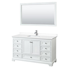 Load image into Gallery viewer, Wyndham Collection Vanity Wyndham Collection WCS202060SWHWCUNSM58 Deborah 60 Inch Single Bathroom Vanity in White, White Cultured Marble Countertop, Undermount Square Sink, 58 Inch Mirror