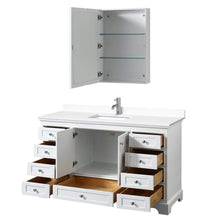 Load image into Gallery viewer, Wyndham Collection Vanity Wyndham Collection WCS202060SWHWCUNSMED Deborah 60 Inch Single Bathroom Vanity in White, White Cultured Marble Countertop, Undermount Square Sink, Medicine Cabinet