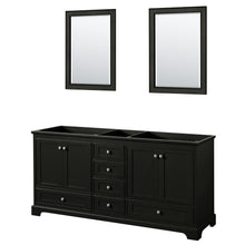Load image into Gallery viewer, Wyndham Collection Vanity Wyndham Collection WCS202072DDECXSXXM24 Deborah 72 Inch Double Bathroom Vanity in Dark Espresso, No Countertop, No Sinks, and 24 Inch Mirrors